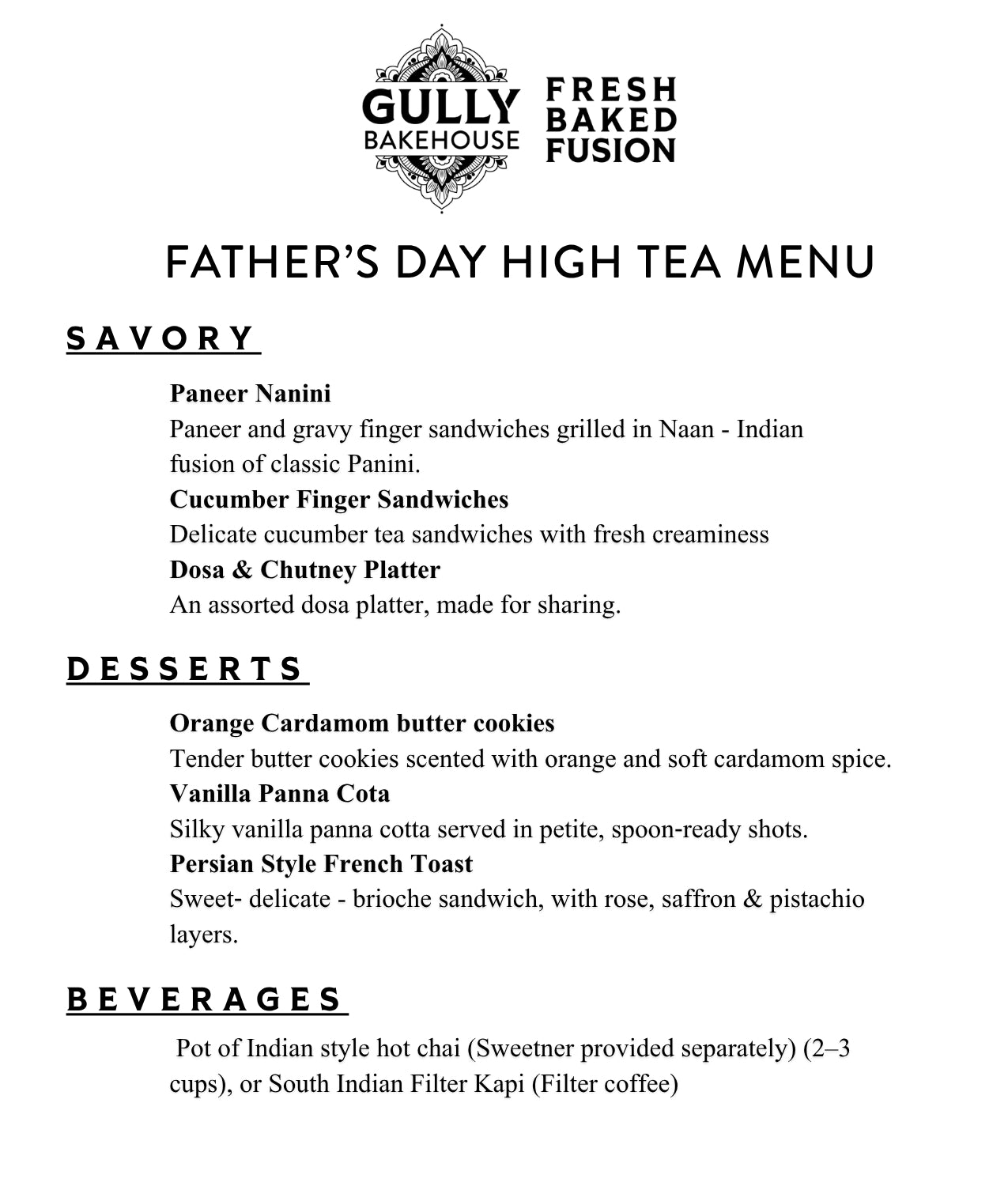High Tea (Father's Day special)